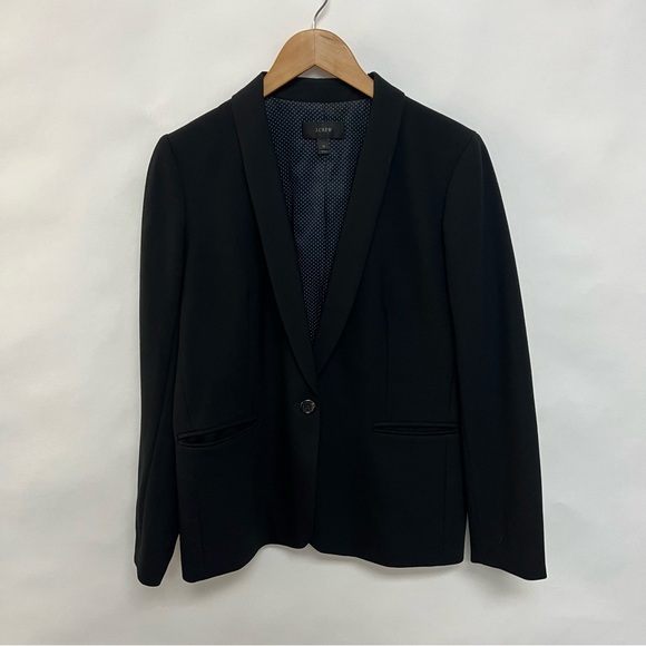 J. Crew Parke Tuxedo Blazer Jacket Black Single Button Classic Fit Size 12 $228 - Picture 5 of 11
